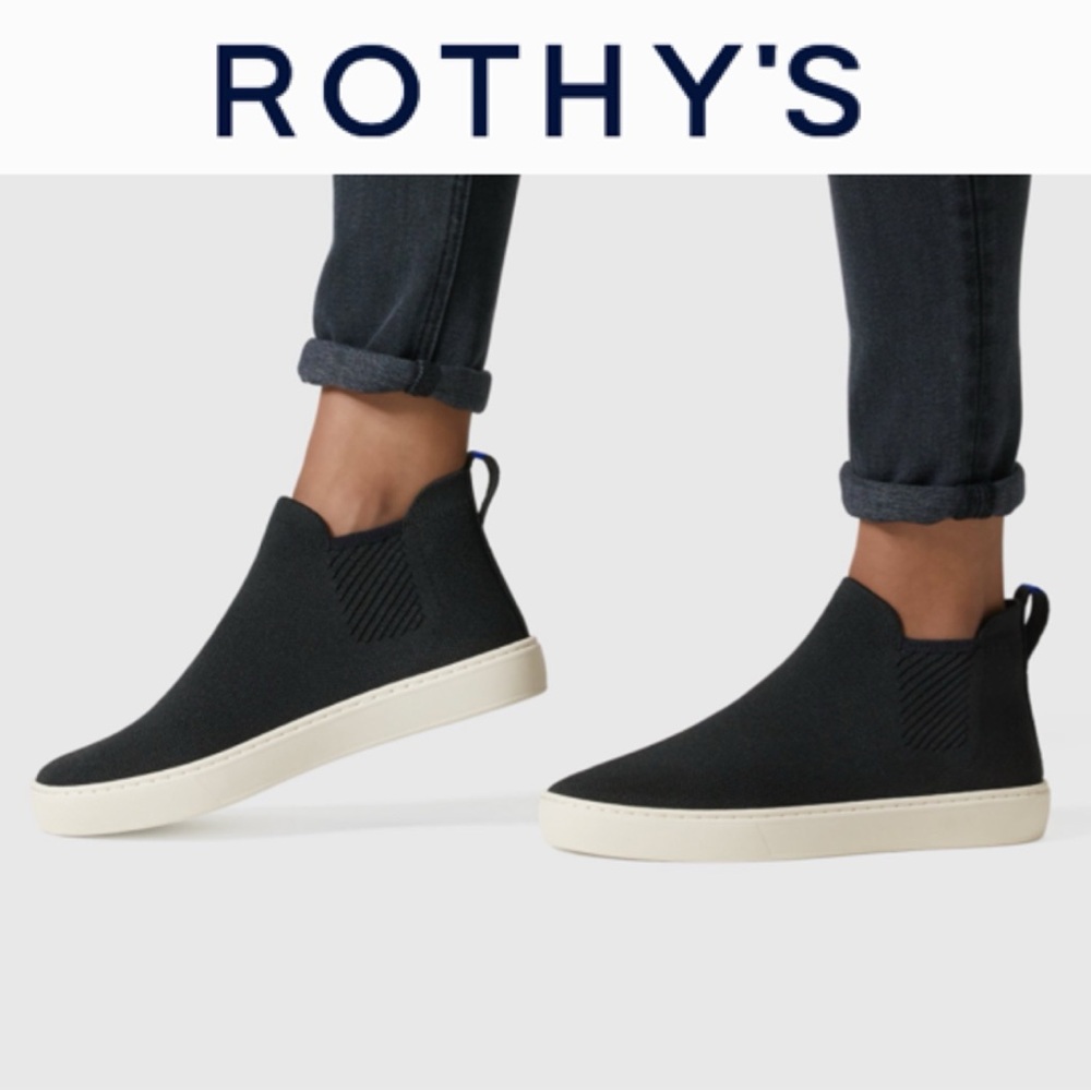 ROTHY’S THE CHELSEA SNEAKER BOOT IN BLACK KNIT